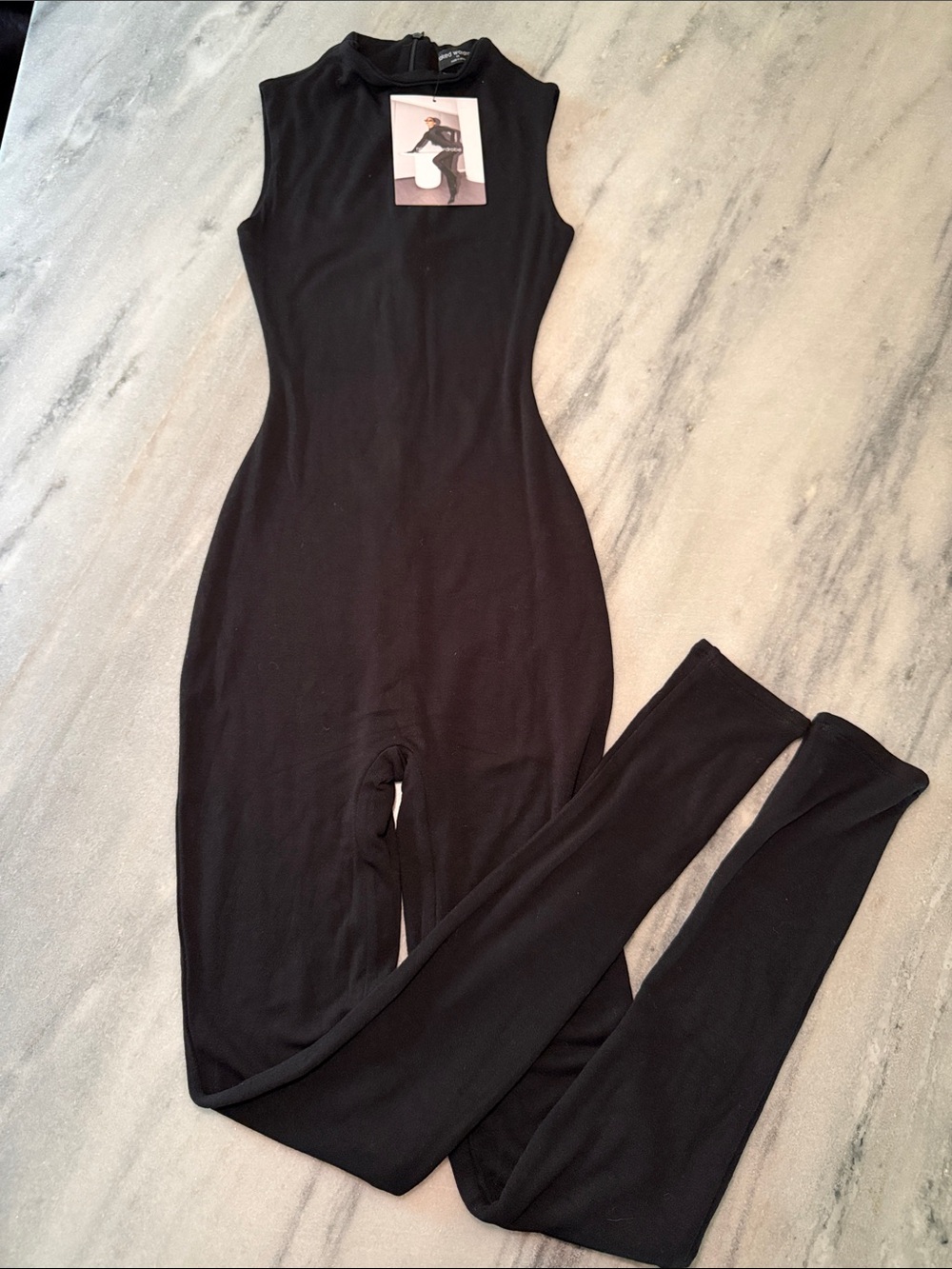 naked wardrobe Black Sleeveless High-Neck Jumpsuit